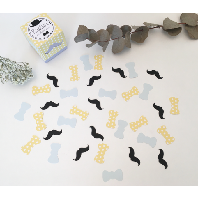 Décoration 50 confettis moustaches noeuds papillons 